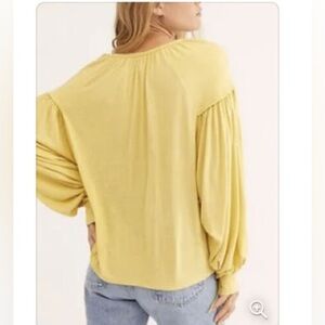 Free people yellow balloon sleeve top